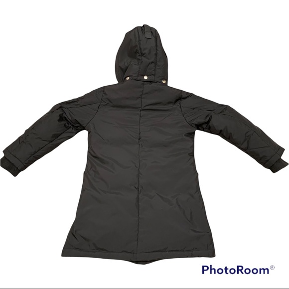 Girls’ DKNY hooded down puffer car coat black small S faux fur trim EXCELLENT!! - Picture 2 of 10